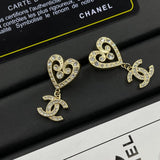 18K CC Diamond Heart Earrings