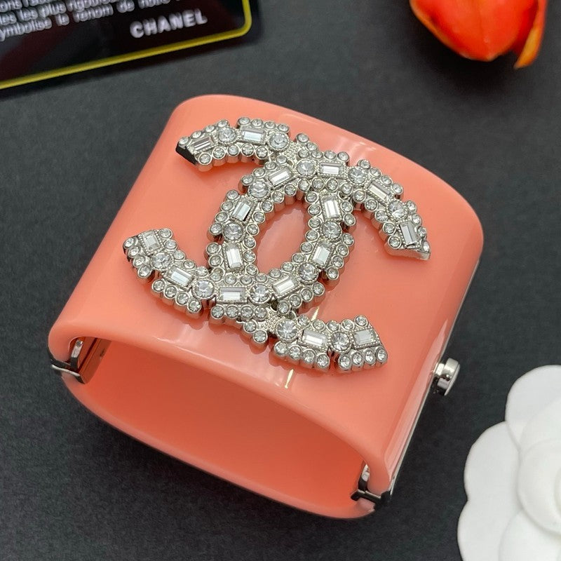 18K CC Pearl Diamond Pink Cuff Bracelet