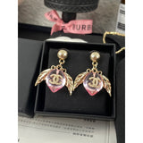 18K CC Pink Peach Gold Earrings