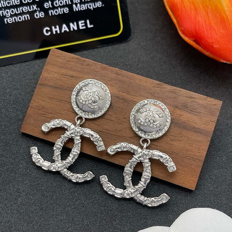 18K CC Pearl & Diamond Drop Earrings