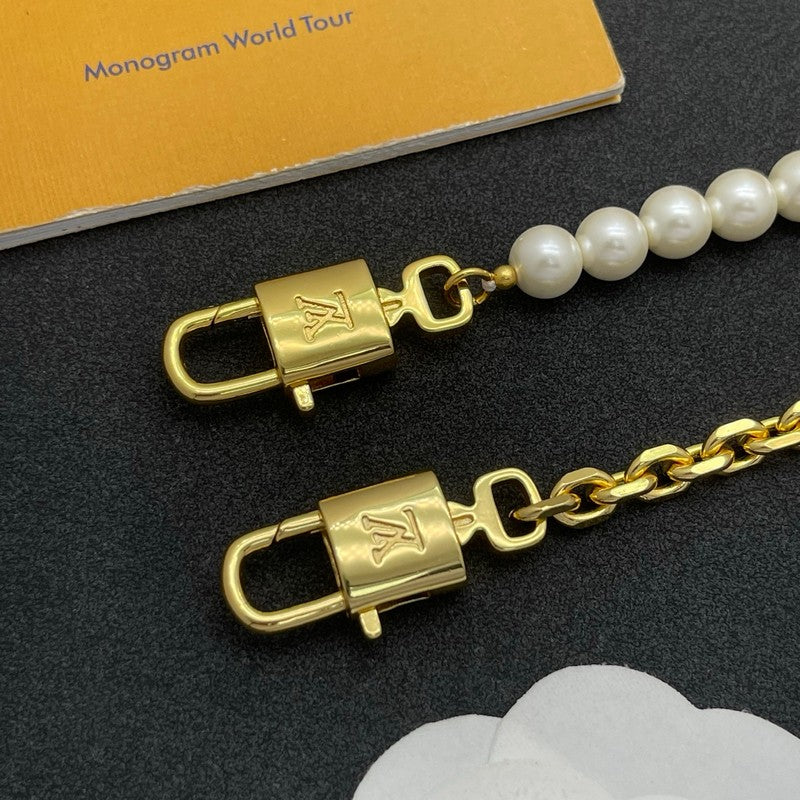 18K Louis Pearl & Gold Chain Bracelet Set