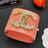 18K CC Pearl & Diamond Pink Cuff Bracelet