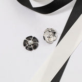 18K CC Black & Pink Camellia Earrings