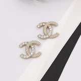 18K CC Pave Diamond Pearl Earrings