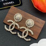 18K CC Pearl & Diamond Drop Earrings