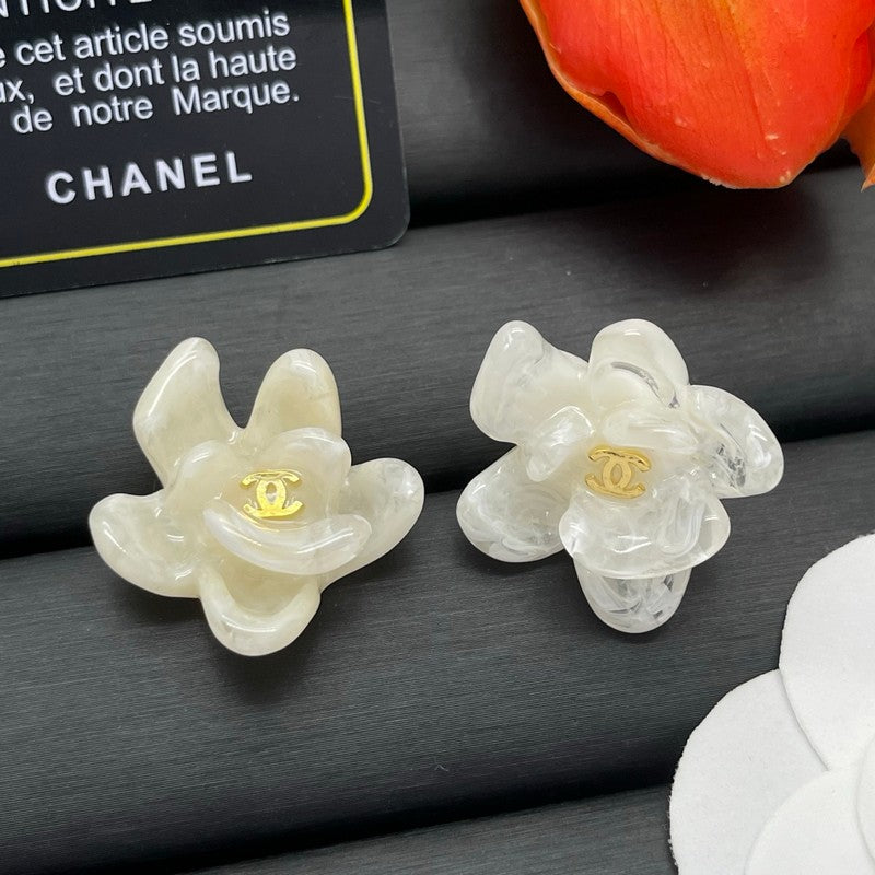 18K CC Color Flower Resin Earrings