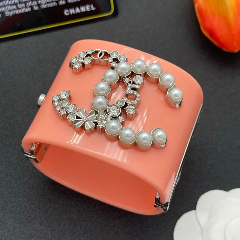 18K CC Pearl & Diamond Pink Cuff Bracelet