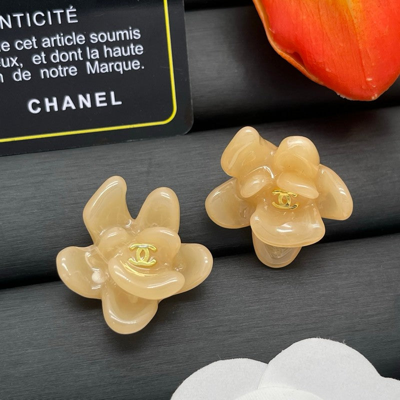 18K CC Color Flower Resin Earrings