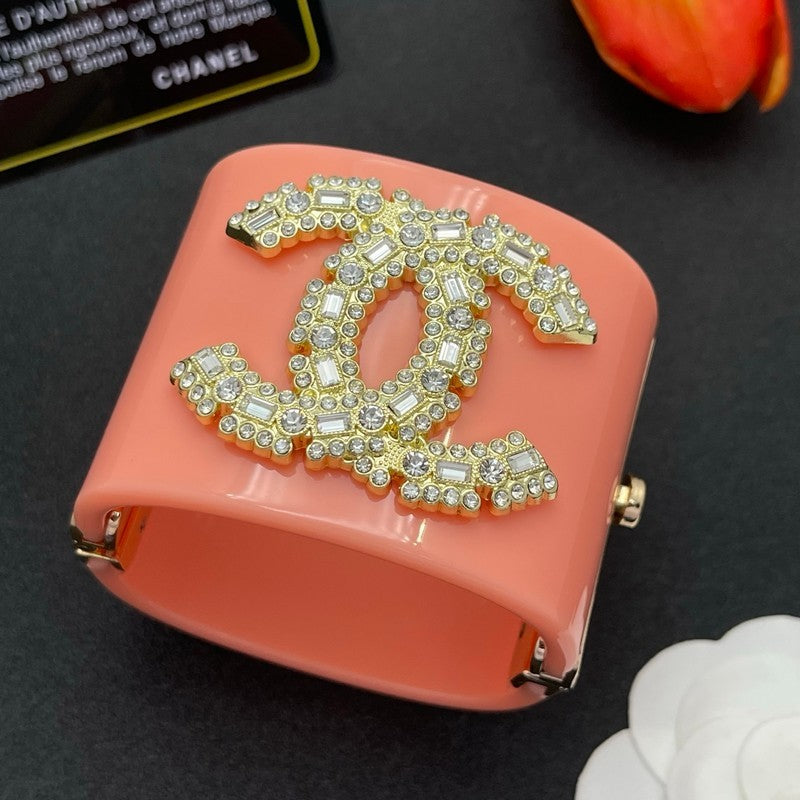 18K CC Pearl Diamond Pink Cuff Bracelet
