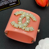 18K CC Pearl Diamond Pink Cuff Bracelet