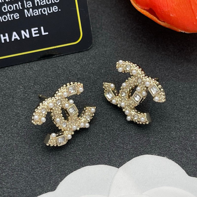 18K CC Pearl & Diamond Earrings
