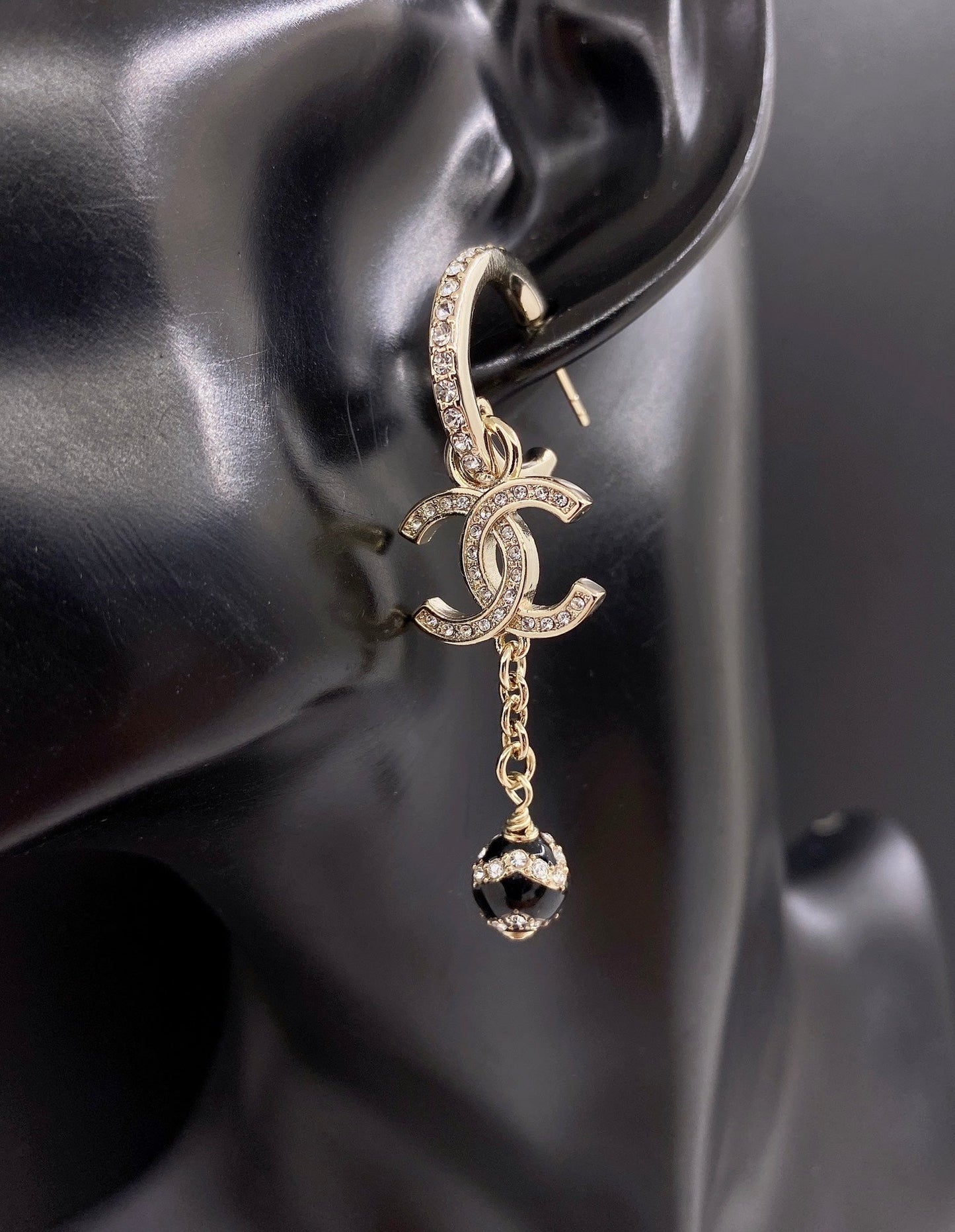 18K CC Star Pearls Pendant Earrings
