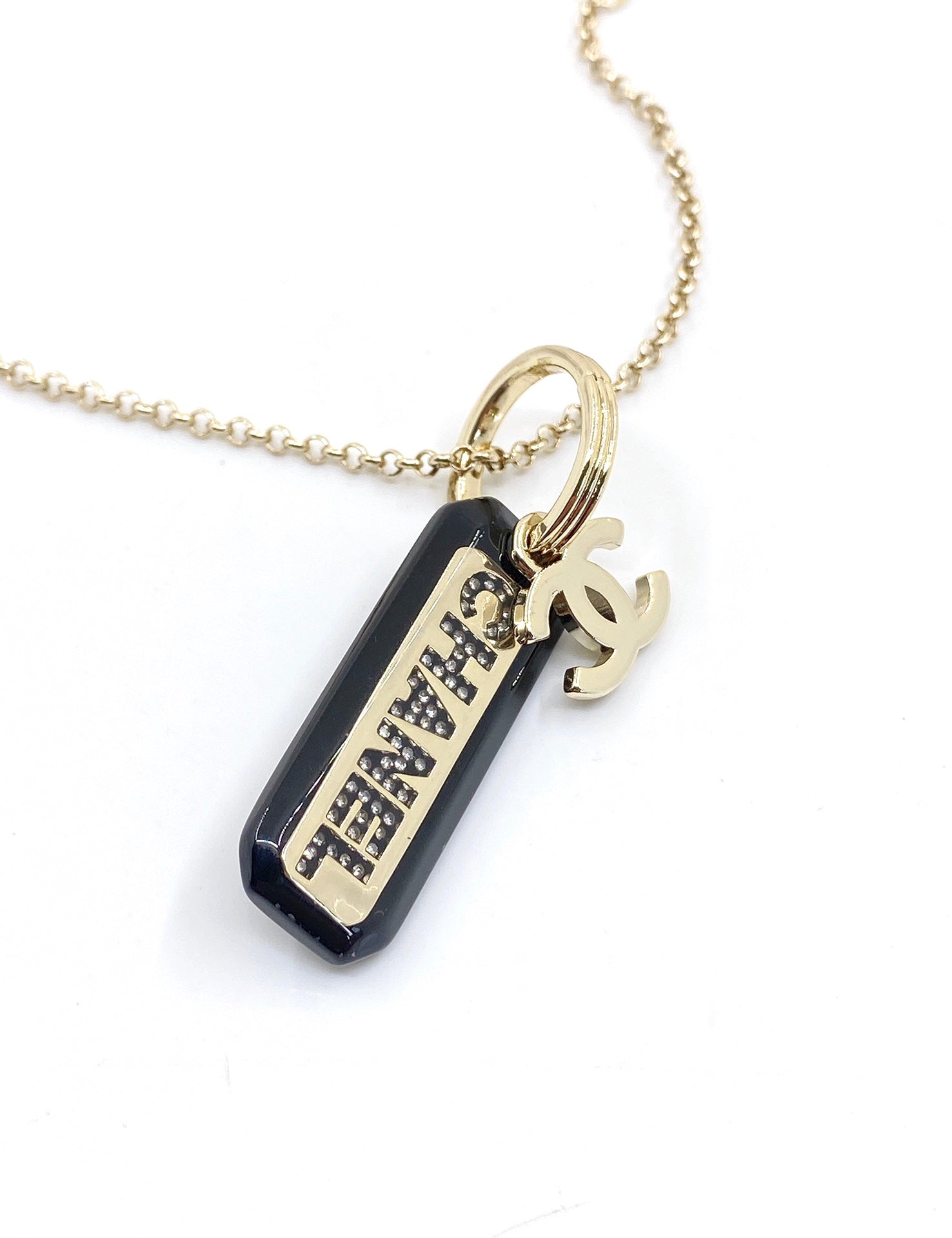 18K CC Black Plate Chain Necklace
