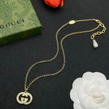 18K GG Gold Pearl Drop Necklace