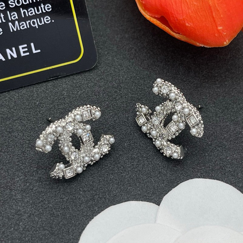 18K CC Pearl & Diamond Earrings