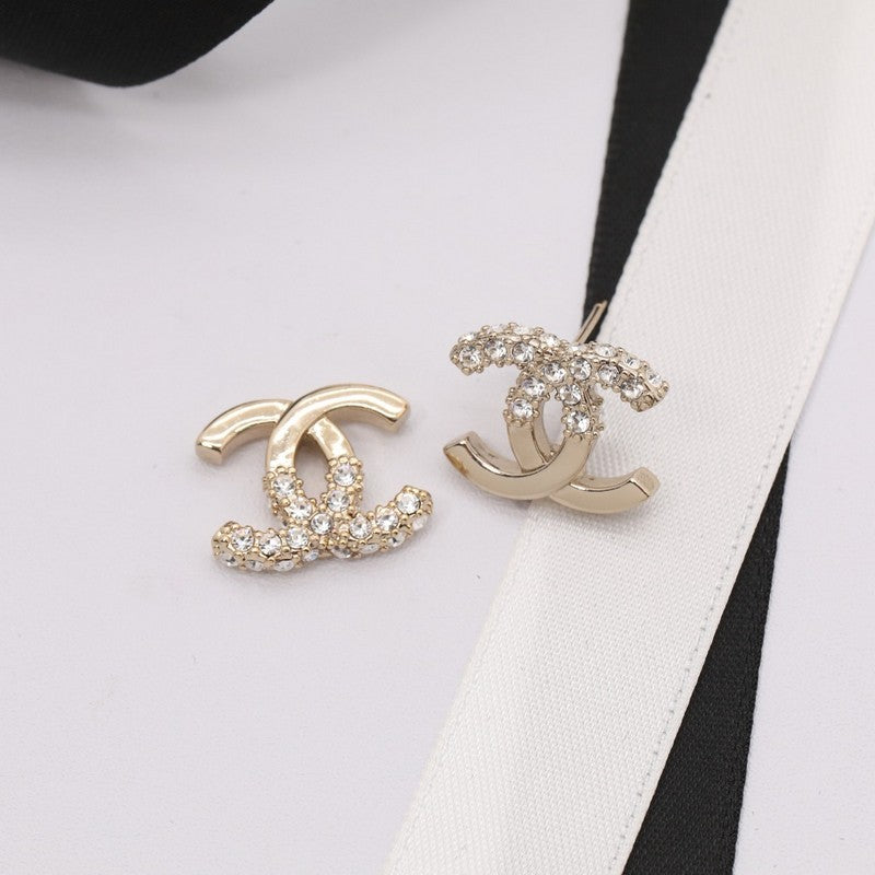 18K CC Pave Diamond Earrings