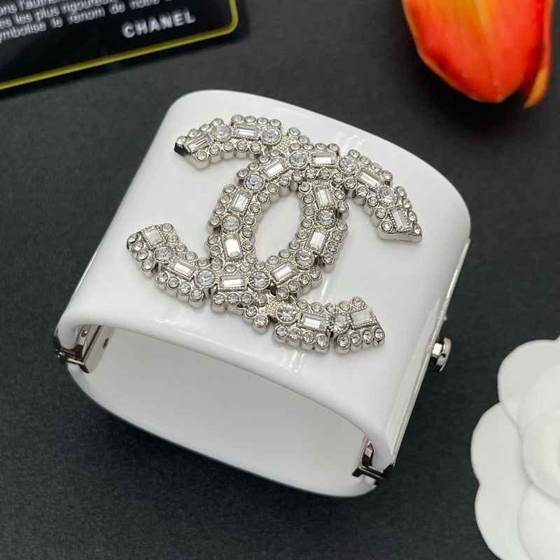 18K CC Pearl Diamond White Cuff Bracelet