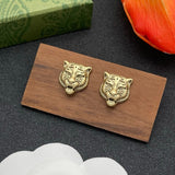 18K GG Tiger Head Gold Earrings