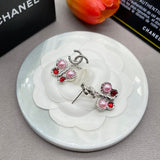 18K CC Pink Butterfly Gold Earrings