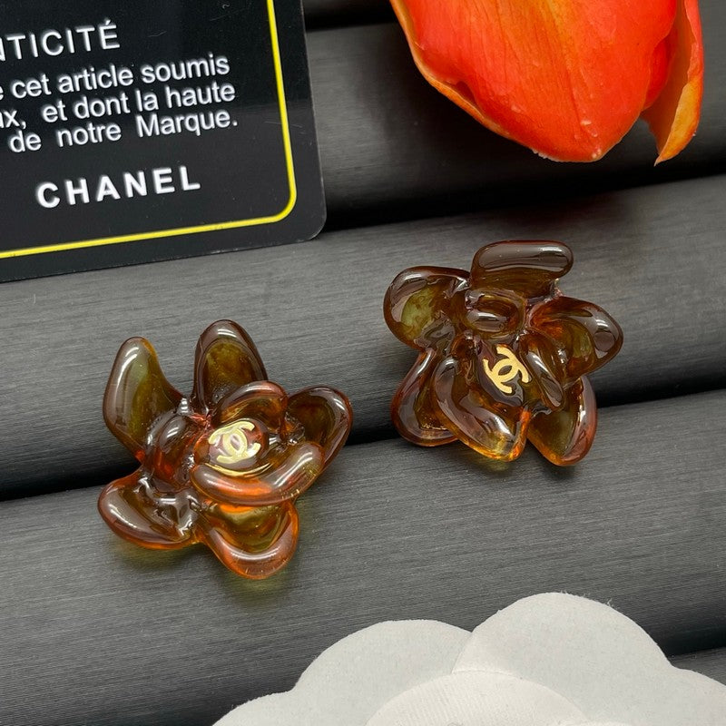 18K CC Color Flower Resin Earrings