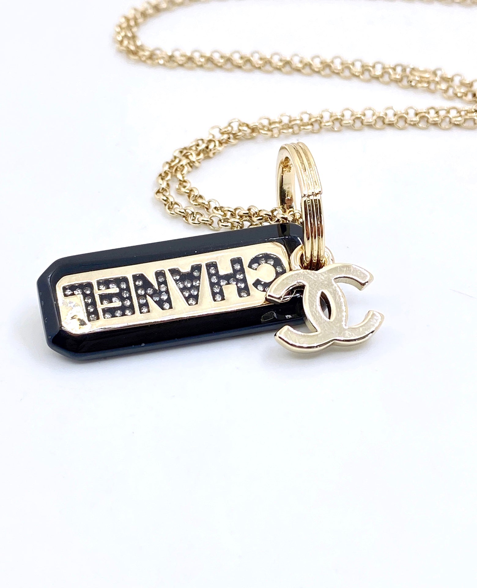 18K CC Black Plate Chain Necklace