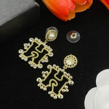 18K CC Diamond Gold Earrings