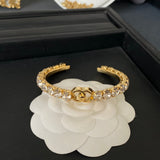18K CC Crystal Open Cuff Bracelet