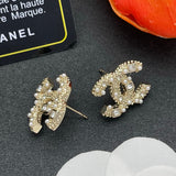 18K CC Pearl & Diamond Earrings