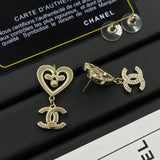 18K CC Diamond Heart Earrings