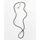 18K CC 23A Black Bead Long Necklace