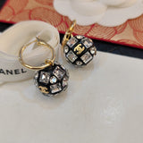 18K CC Round Crystals Earrings