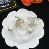 18K CC Pearl Drop Earrings