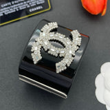18K CC Pearl Diamond Black Cuff Bracelet