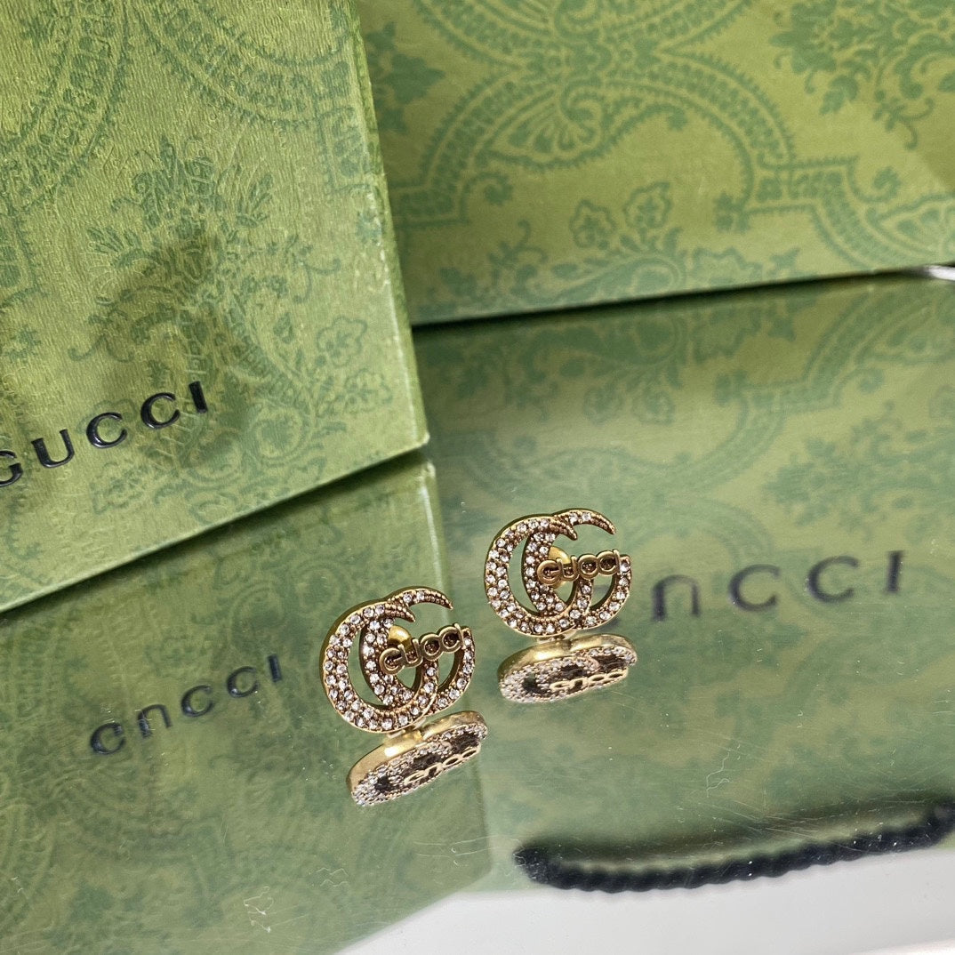 18K GG Logo Diamonds Earrings