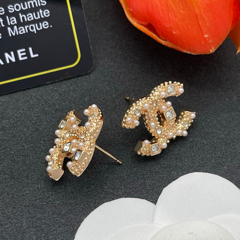 18K CC Pearl & Diamond Earrings