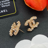 18K CC Pearl & Diamond Earrings