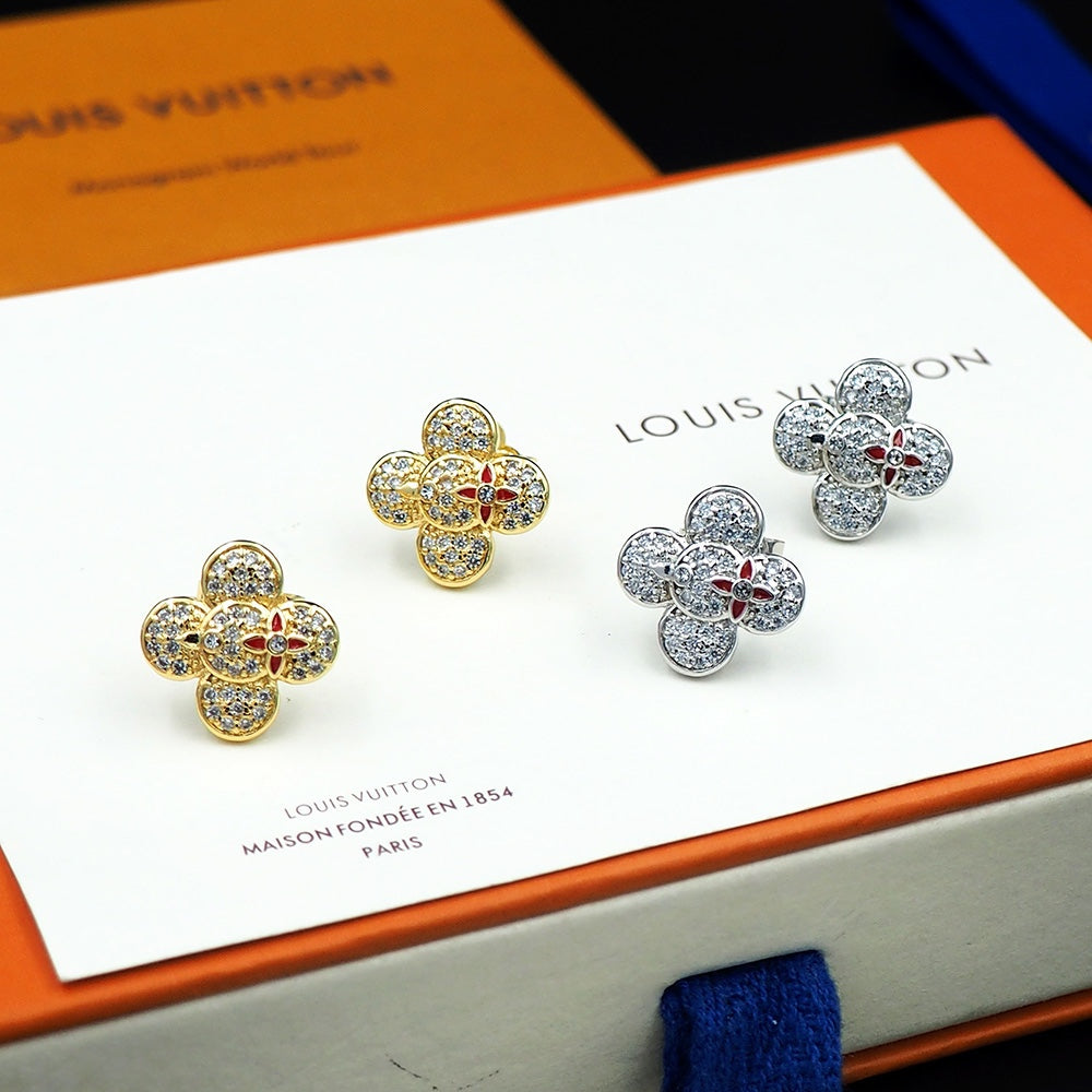 18K Louis Vivienne Diamond Earrings