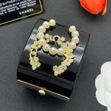 18K CC Pearl & Diamond Black Cuff Bracelet