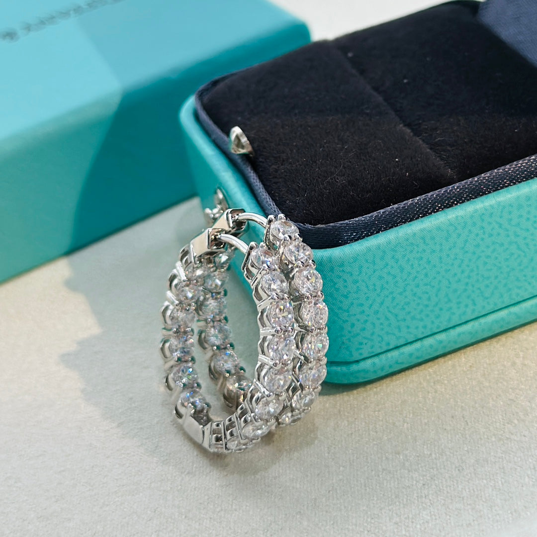 18K T Hoop Diamonds Earrings