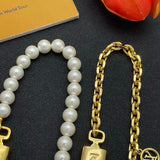 18K Louis Pearl & Gold Chain Bracelet Set