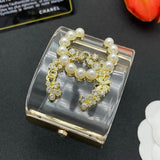 18K CC Pearl & Diamond Transparent Cuff Bracelet