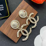 18K CC Pearl & Diamond Drop Earrings
