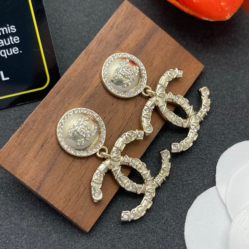 18K CC Pearl & Diamond Drop Earrings
