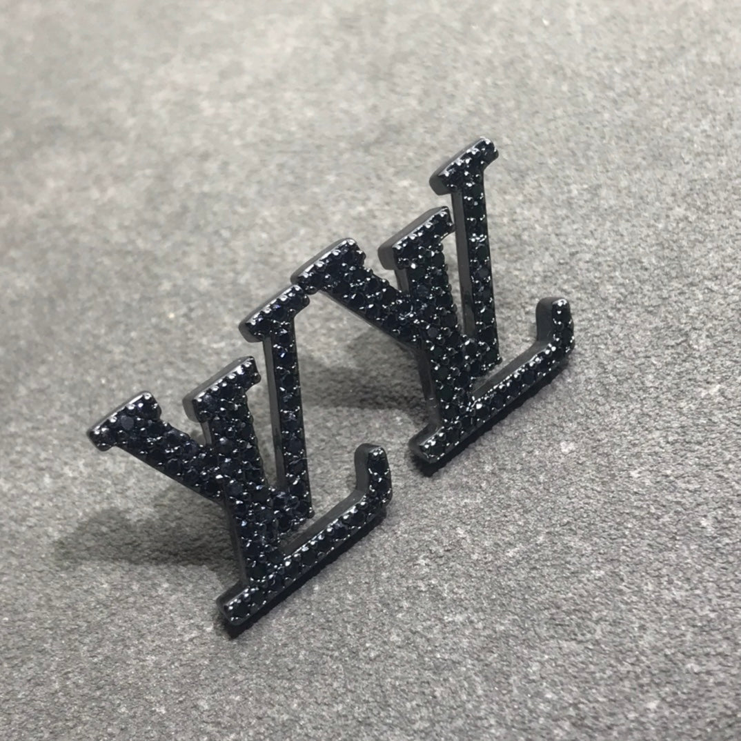 18K Louis Iconic Black Crystal Stud Earrings