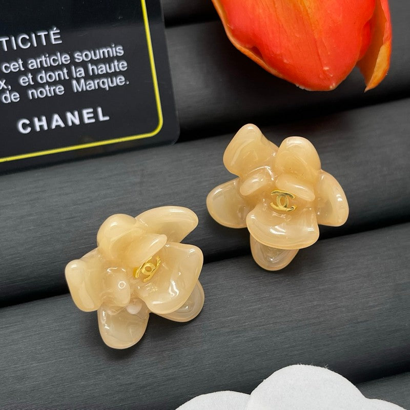 18K CC Color Flower Resin Earrings