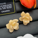 18K CC Color Flower Resin Earrings