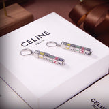 18K Triomphe Script Cube Earrings