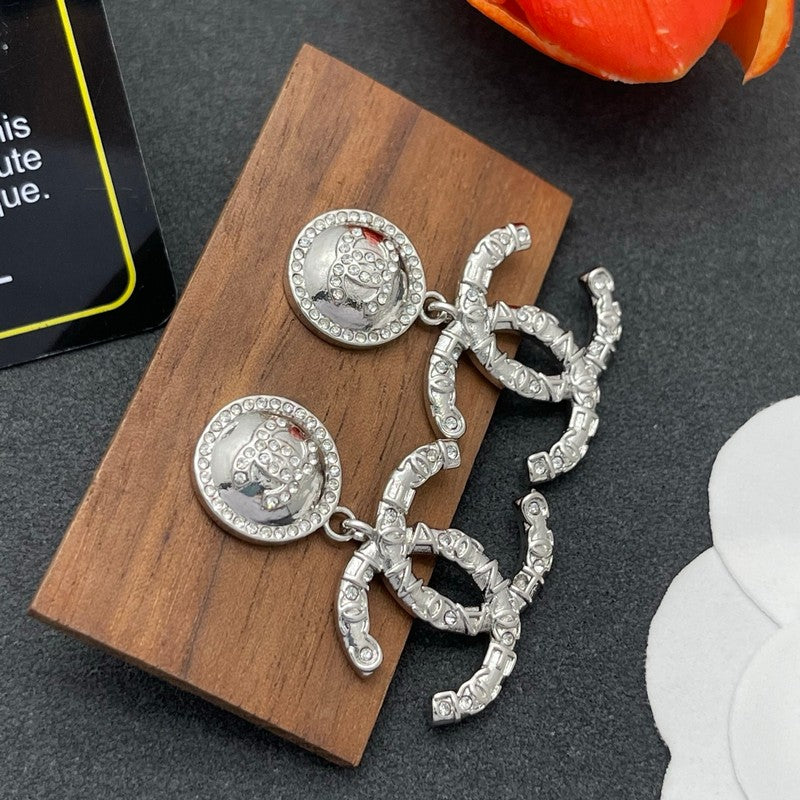 18K CC Pearl & Diamond Drop Earrings
