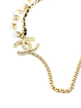 18K CC Pearls & Leather Necklace