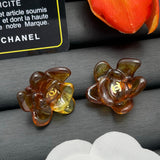 18K CC Color Flower Resin Earrings